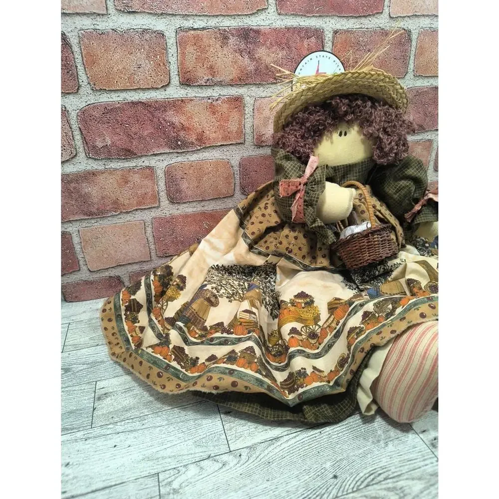 Country Cottage Farmhouse Vintage RagDoll Girl Handmade Fall Harvest Decor Cute